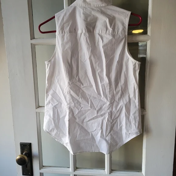 J. Crew Sleeveless Cotton Poplin Shirt in Signature Fit White Size S - Picture 9 of 17